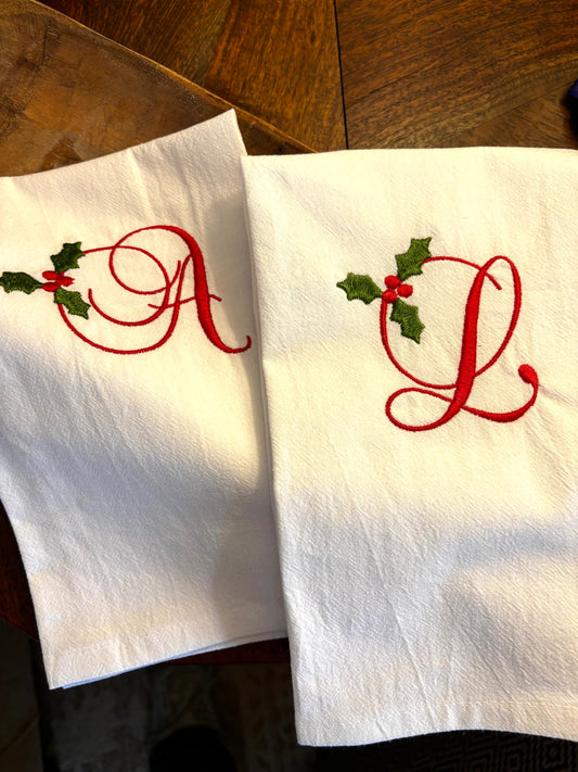 Customized Holiday Tea Towels – 100% Cotton Monogrammed Christmas Kitchen Gift