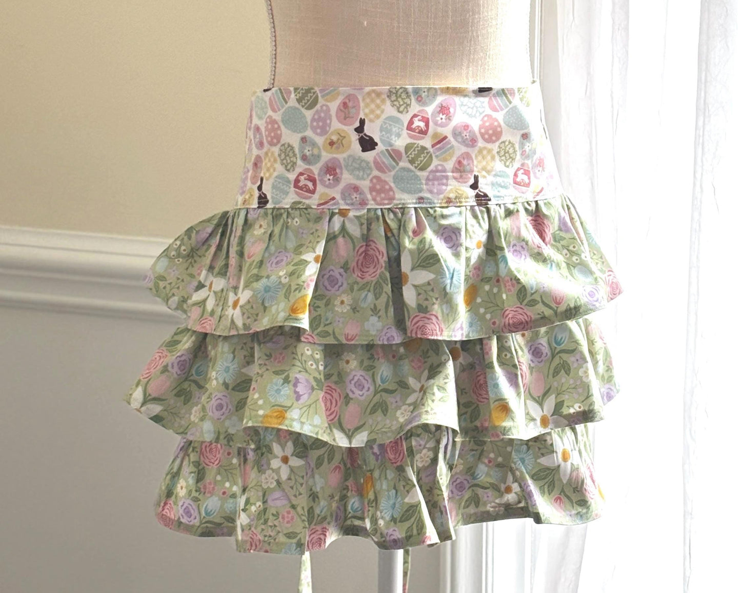 Easter Bunny Half Bistro Style Apron – Curated Fabric & Long Side Ties