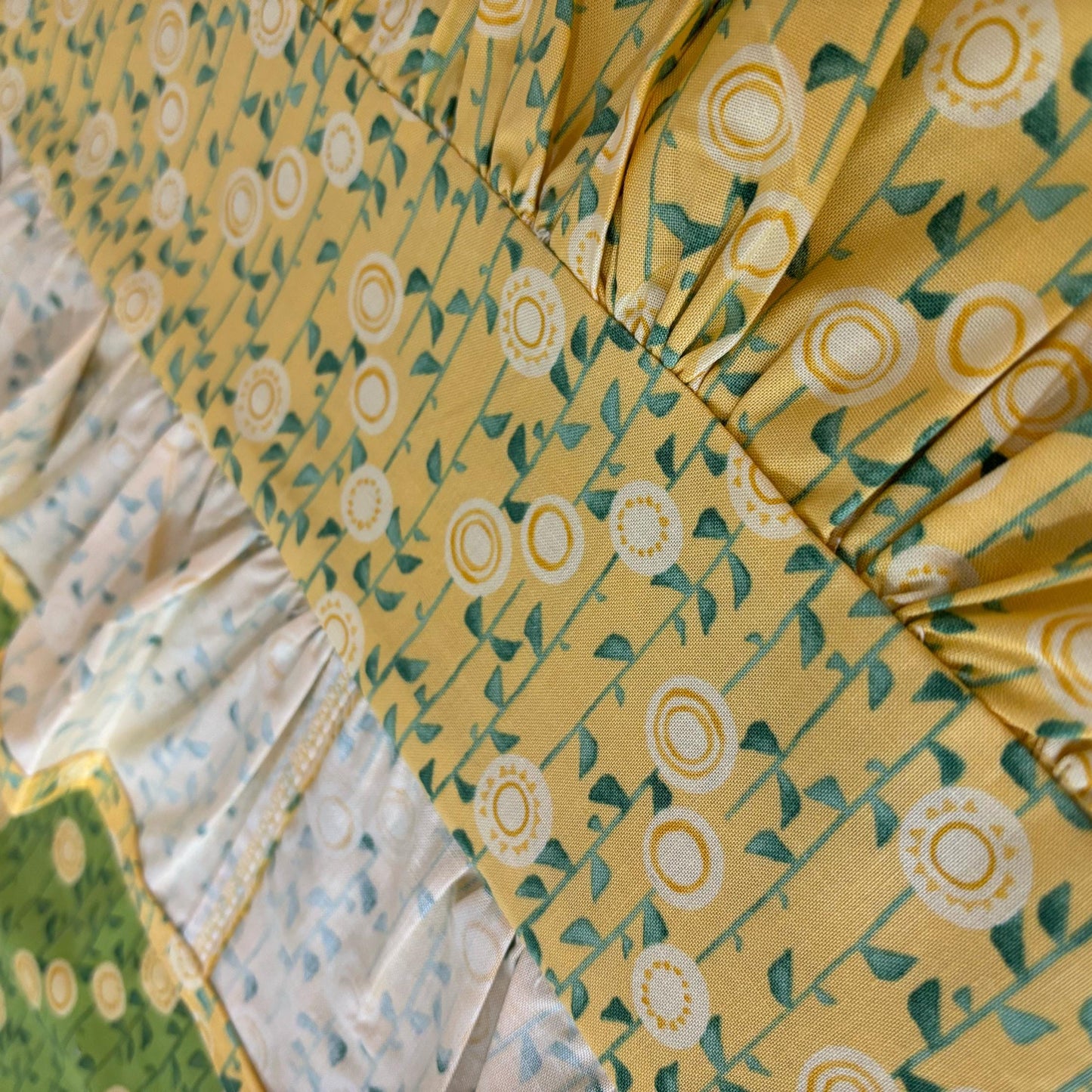 Yellow and Green Floral Ruffled Apron – Vintage-Inspired Kitchen Apron for Baking, Cooking, Gift Giving