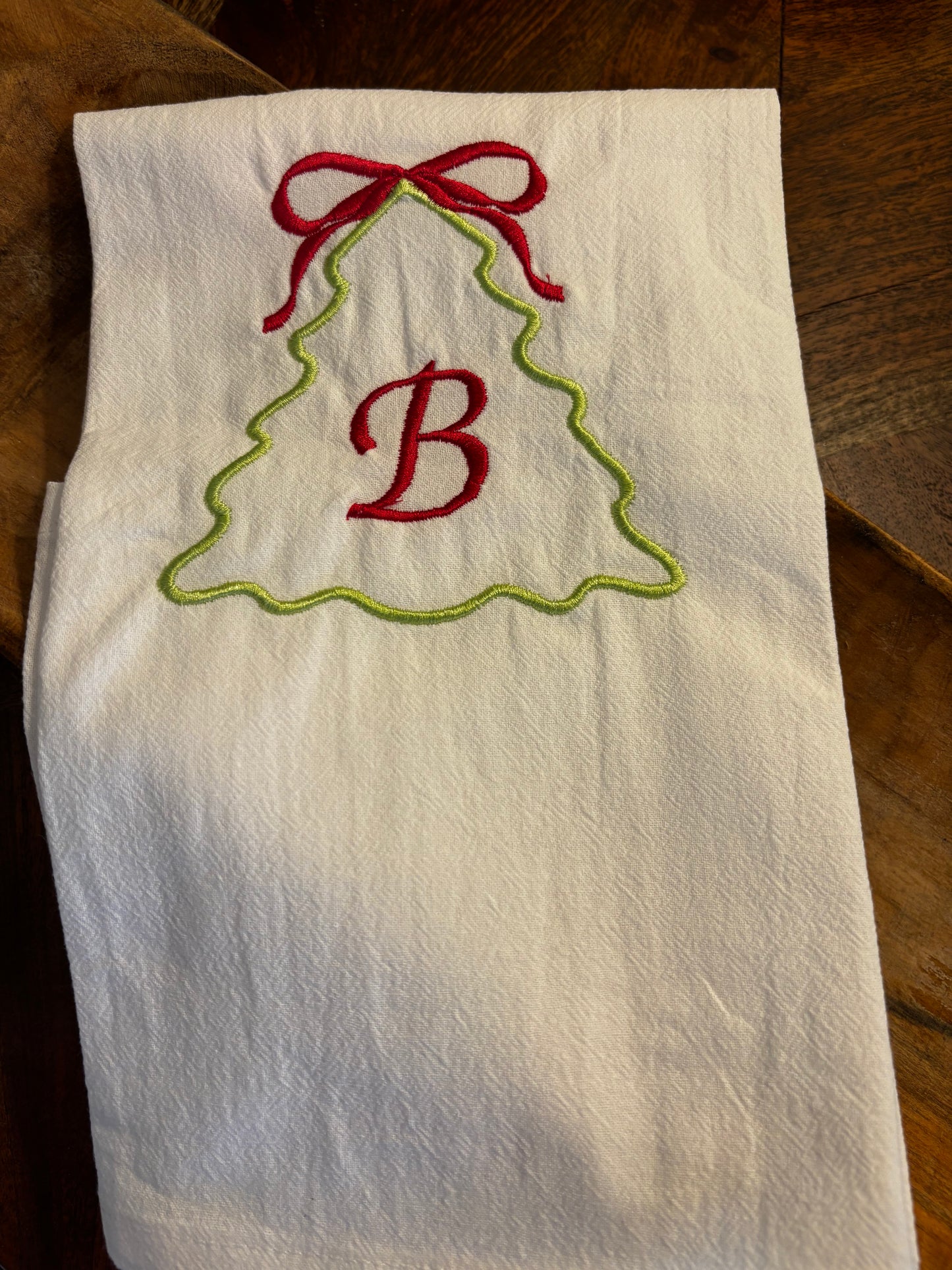 Monogrammed Holiday Tea Towels • Christmas Kitchen Gift • 100% Cotton