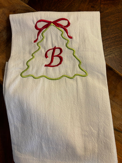 Monogrammed Holiday Tea Towels • Christmas Kitchen Gift • 100% Cotton