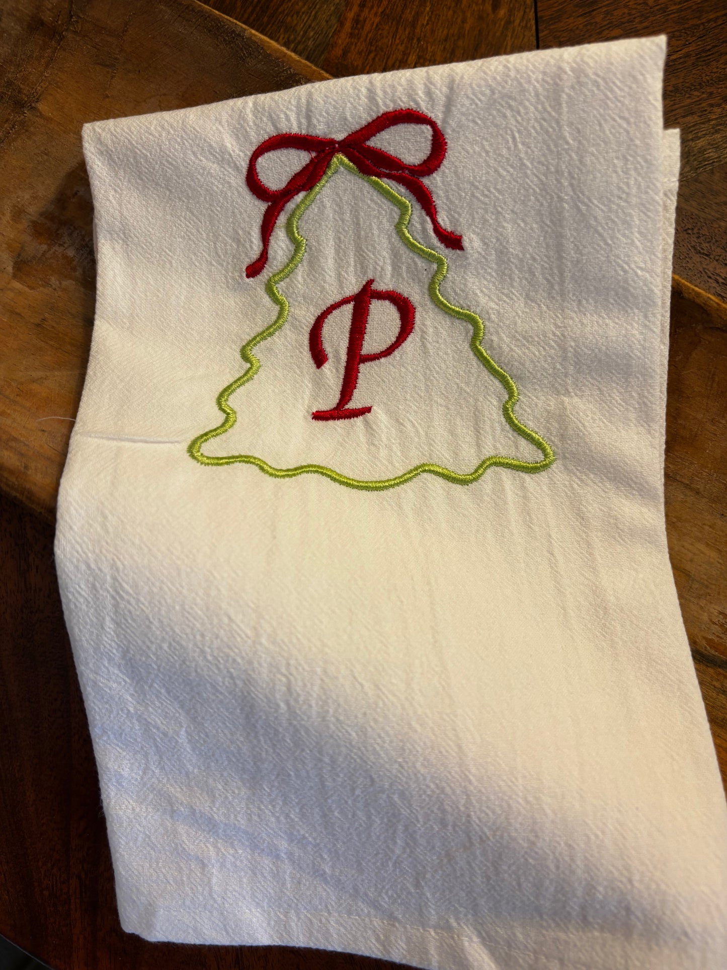 Monogrammed Holiday Tea Towels • Christmas Kitchen Gift • 100% Cotton